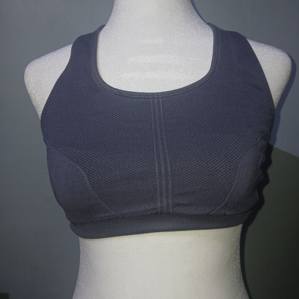 Charcoal Seamless Sports Bra | Wide Straps & Supportive Band | Size M